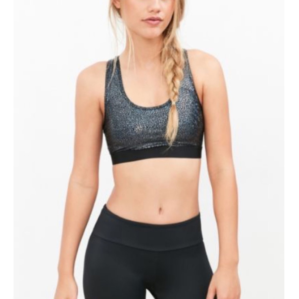 Onzie iridescent snake print sports bra, size S.